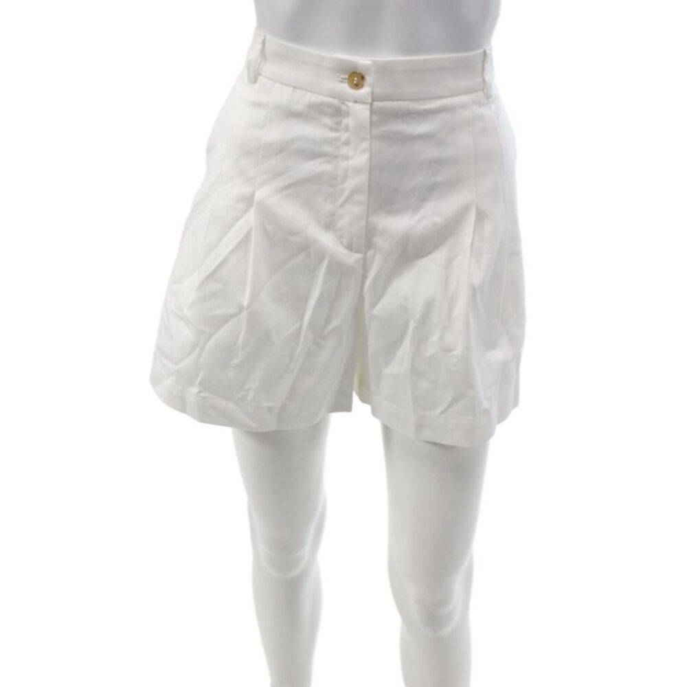 Sara Roka Women Bermuda Shorts White Cotton Button Solid Summer Size 40